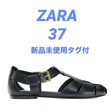 [ 미사용 새상품 택 포함 ] ZARA 자라 플랫 케이지 샌들 37