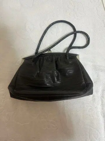 빈티지 블랙 가죽 핸드백
