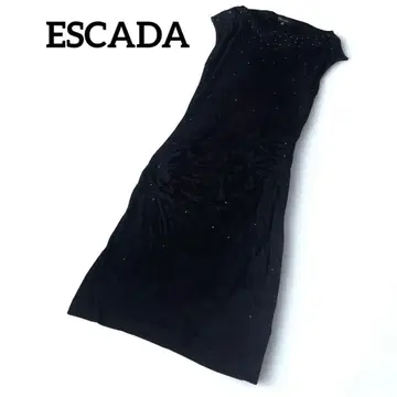 ESCADA 큐빅 장식 개더 타이트 원피스 블랙