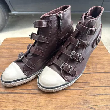 usedAsh 가죽 웨지솔 스니커즈 브라운 24cm