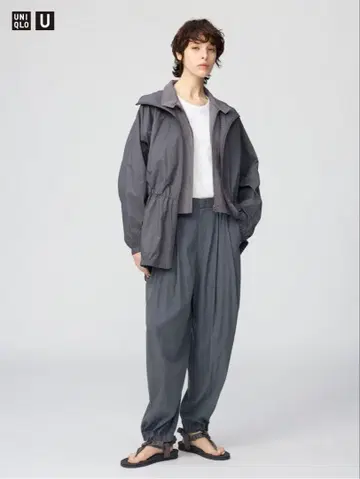 택 포함 새상품 UNIQLO U 이지 개더 팬츠 S 다크 그레이