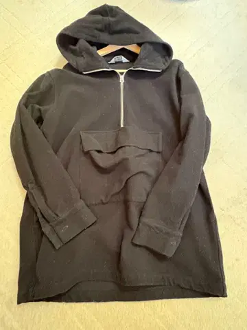 MARKAWARE 마카웨어 몰스킨 하프 지퍼 후드티 블랙 일본제