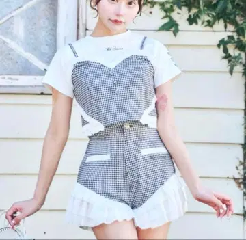 ReAmour 리암무르 하트 프릴 뷔스티에 프릴 로고 팬츠 셋업
