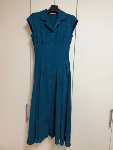 MOUSSY 슬리브리스 롱 원피스 그린 블루