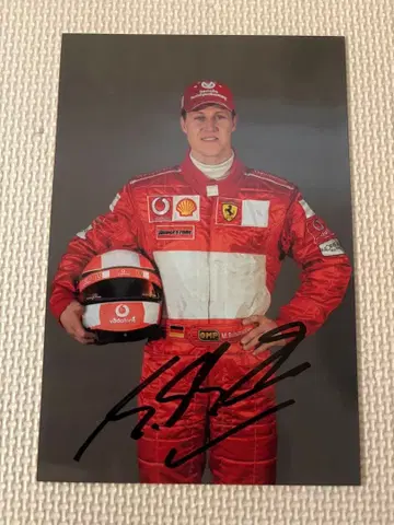 친필 사인 미하엘 슈마허 F1 드라이버 카드 페라리