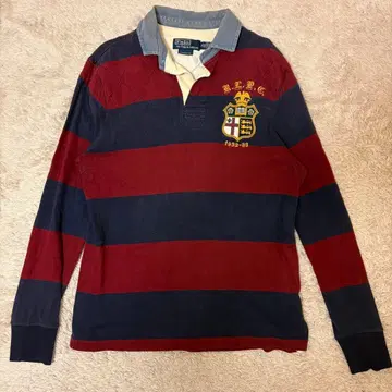 폴로 바이 랄프로렌 긴팔 피케 셔츠 라거 셔츠 엠블럼 보더 빨간색