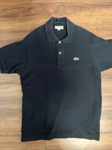 LACOSTE 클래식 핏 피케 셔츠 블랙
