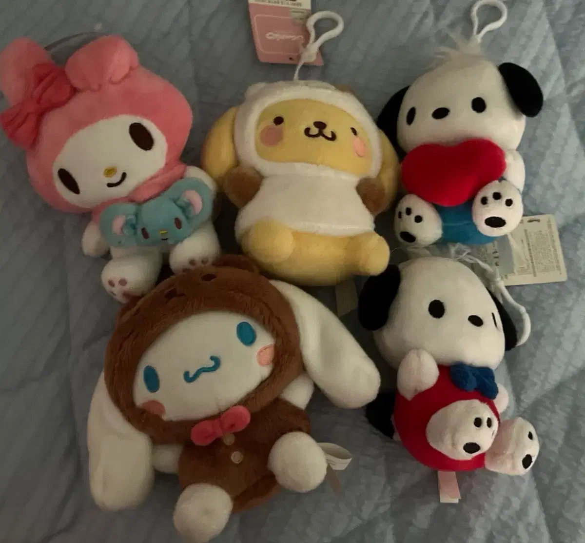 (산리오 인형 키링, 미피 인형 키링 (마이멜로디, 포차코, 시나모롤, 폼폼푸린)
