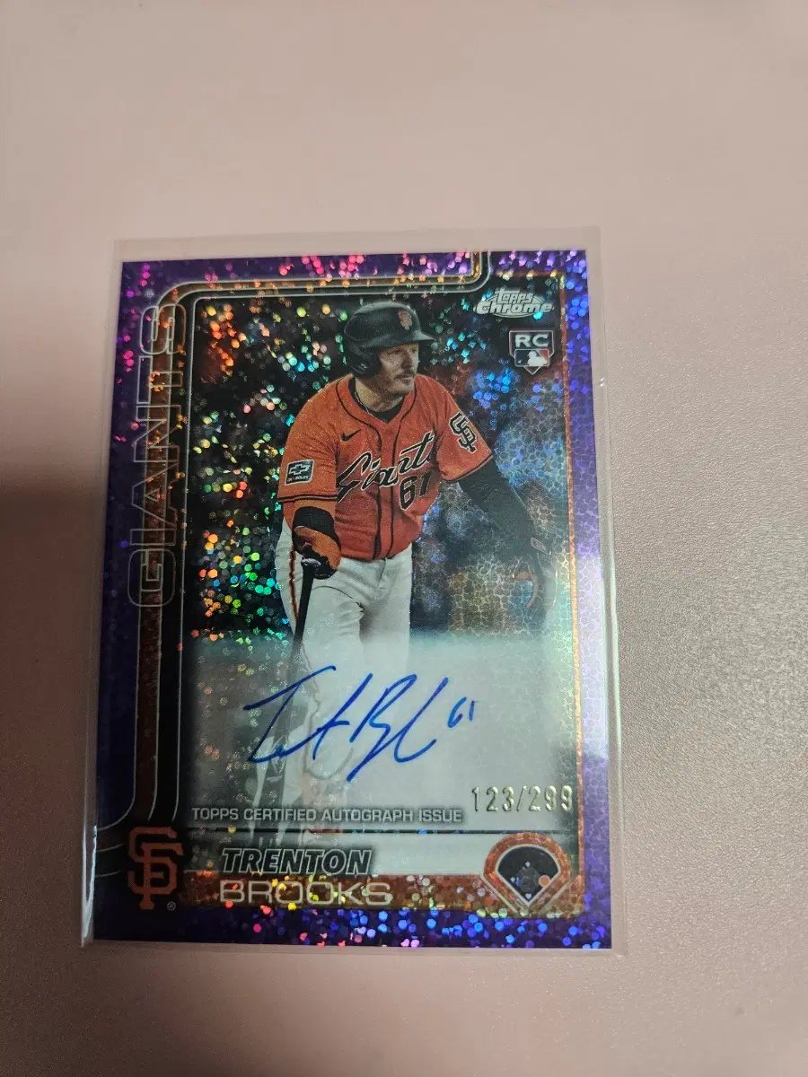 키움 용병 트렌턴 브룩스 299장 한정 Topps 퍼플 오토 카드