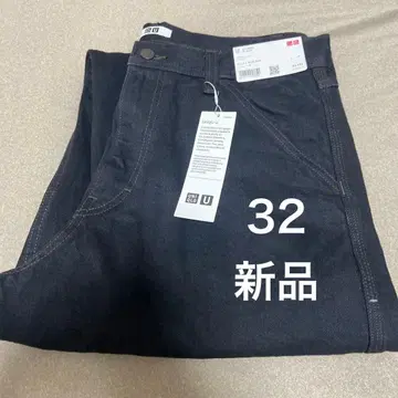 [ 미사용 새상품 ] 유니클로 U 와이드 테이퍼드 청바지 32인치 블랙