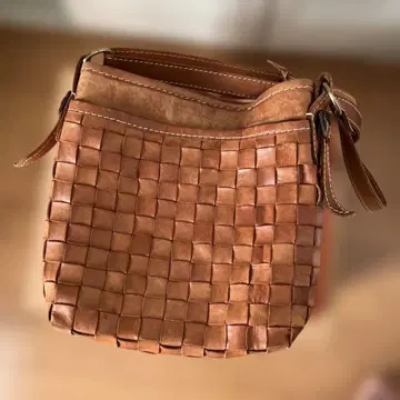 뜨개질 가죽 숄더백