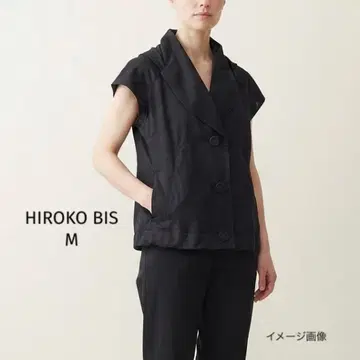 HIROKO BIS 히로코비스 자켓 셔츠 반팔 블랙 M 버튼
