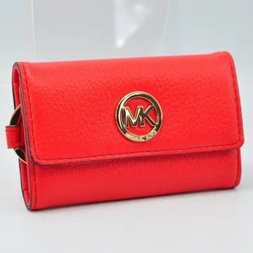 미사용급 MICHAEL KORS 6연 키케이스 가죽 MK 로고 레드