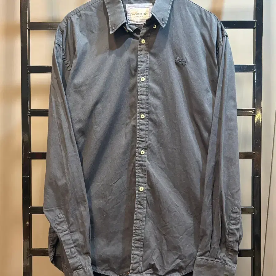 [FR 6/XL] 라코스테(LACOSTE) 블랙 레귤러 핏 긴팔 셔츠 3.5