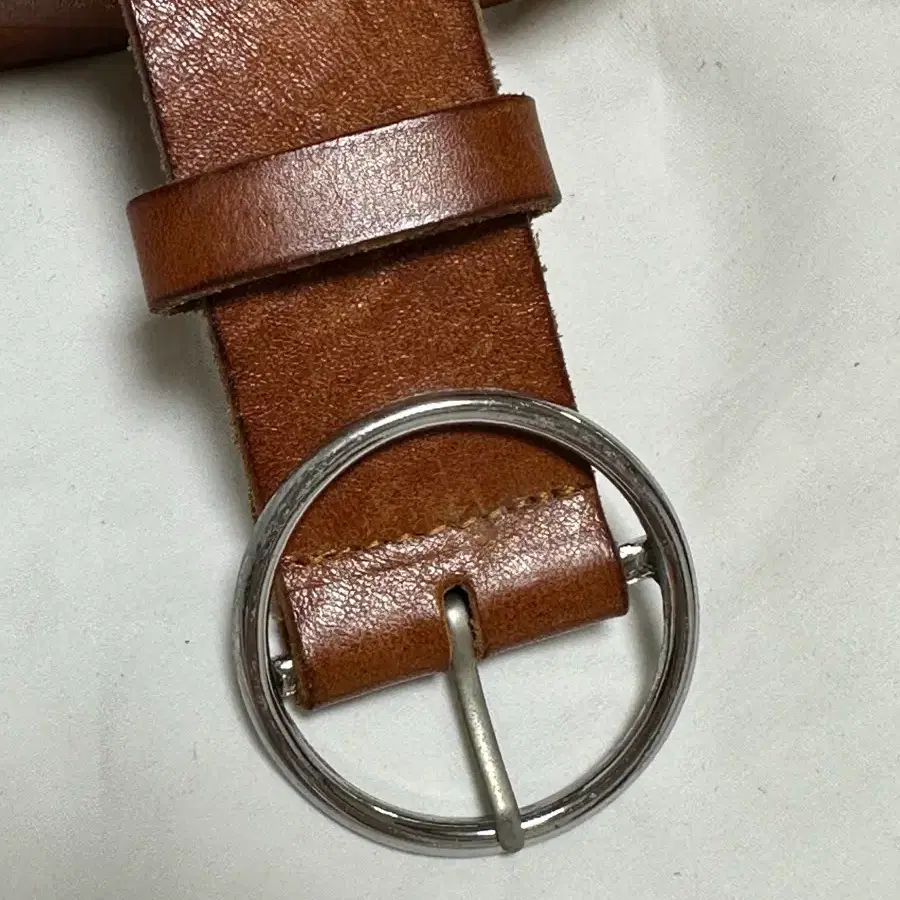 빈티지 브라운 통가죽 벨트
