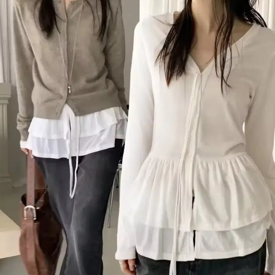화이트 레이어드티 새상품