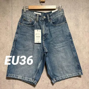 ZARA 자라 배기 핏 데님 버뮤다 팬츠 EU36