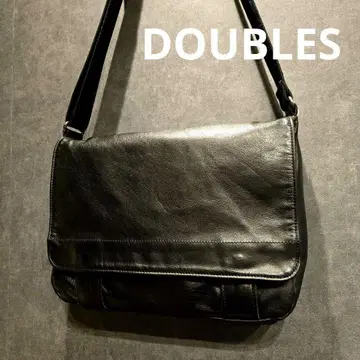 새상품급 DOUBLES 숄더백 메신저 백 가죽 블랙