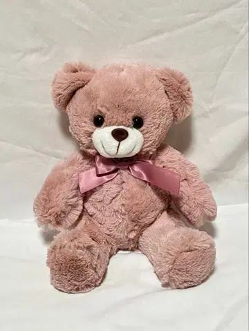 핑크색 복슬복슬 테디베어 봉제 인형