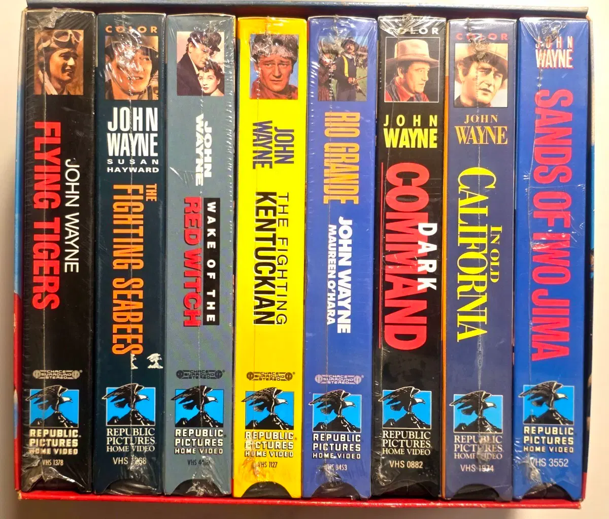 존 웨인 영화 VHS 비디오 테이프 8개 박스 John Wayne 죤웨인 죤 웨인 서부 전쟁 영화