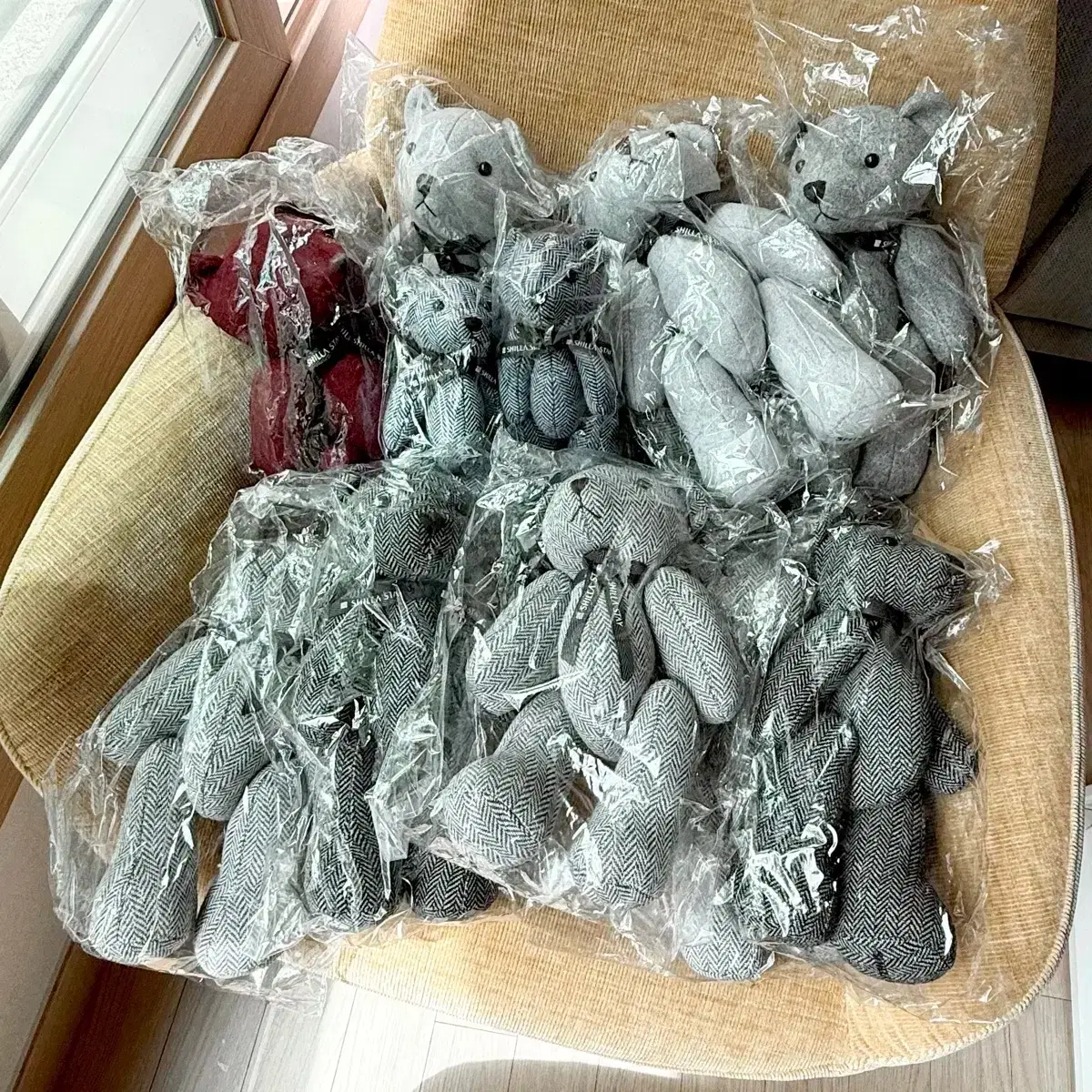 [미개봉]신라스테이 곰인형 신라베어 테디베어 헤링본 버건디 그레이 키링