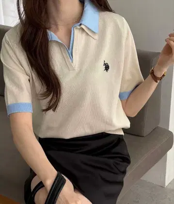셔츠 옷깃 레이어드 폴로 니트탑 POLO