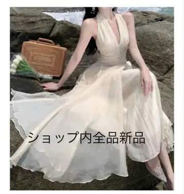 택 포함 새상품 홀터넥 맥시 길이 원피스