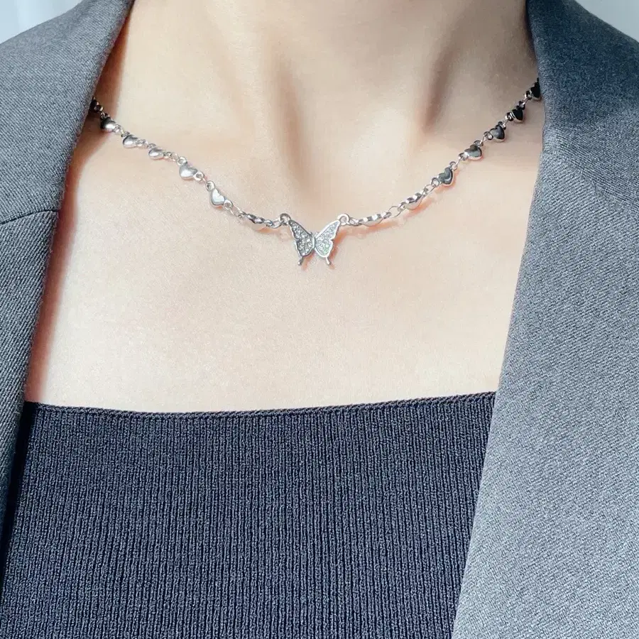 반짝 스톤나비 하트체인 써지컬 목걸이