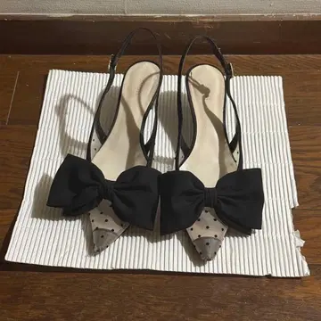 SNIDEL 도트 메쉬 리본 모티브 샌들