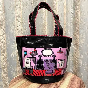 2WAY ANNA SUI 안나수이 토트백 핸드백 에나멜 블랙