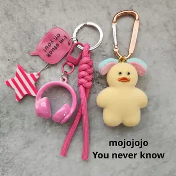 찰랑찰랑 키링 & mojojojo 오리 핑크 별 헤드폰