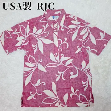 USA제 RJC 알로하 셔츠 M 풀오버 코튼 보타니컬 와인