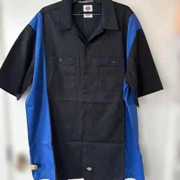 Dickies 워크 셔츠 반팔 블랙 블루 XL