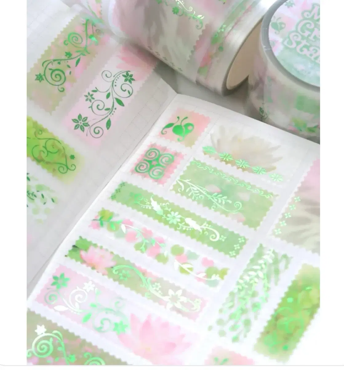 펄리버튼 모씨 그린 우표 키스컷 Mossy Green Stamp