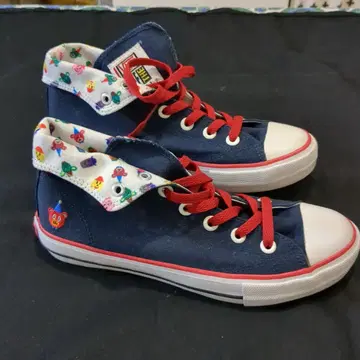 VANS 하이컷 스니커즈 네이비 곰 무늬 23.5cm
