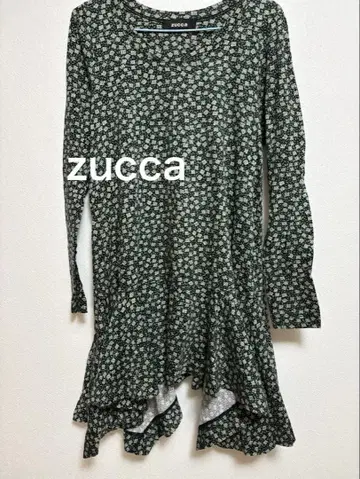 주카 zucca 원피스 미니 꽃무늬 긴팔 플레어 그린 튜닉