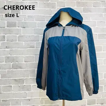 CHEROKEE 바람막이 L 후드 부착 파랑 그레이 경량 발수 아우터 D6