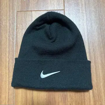 NIKE 니트 모자 비니 블랙 자수 로고
