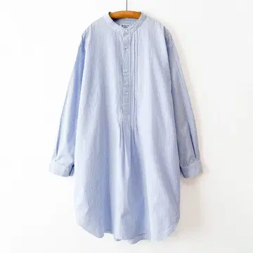 오르치발 스트라이프 풀오버 튜닉 셔츠 밴드 카라 원피스