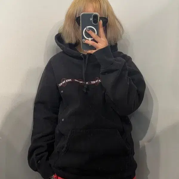 L 슈프림 15fw 인디펜던트 후드티 블랙