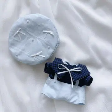 인형 옷 하피누이 치비누이 치비스토 의류 베레모 아오 체크 리본 코디