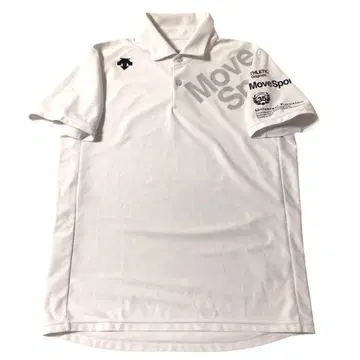 DESCENTE MOVE SPORT 빅 로고 피케 셔츠 화이트 S