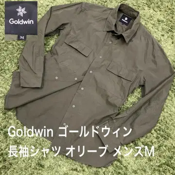 고기능 Goldwin 골드윈 긴팔 셔츠 로고 자수 남성용 M 올리브