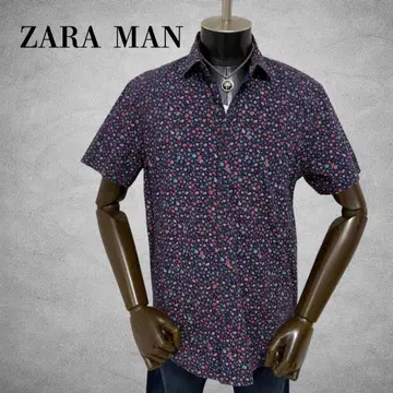 ZARA MAN 올 패턴 셔츠 반팔 셔츠 꽃무늬 셔츠 상의 고급스러움