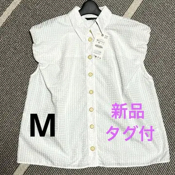 [ 택 포함 새상품 ] ZARA 퍼프 슬리브 셔츠 M 화이트 컬러