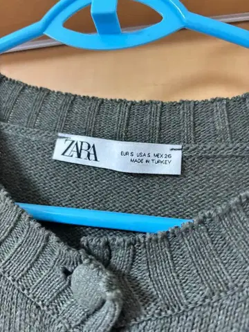 ZARA 크롭 니트 가디건 카키 S