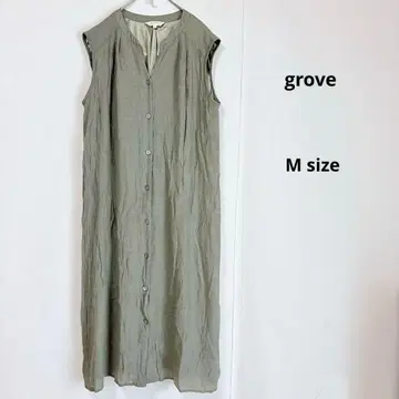 grove 슬리브리스 원피스 M 카키 스키퍼 칼라 프론트 오픈