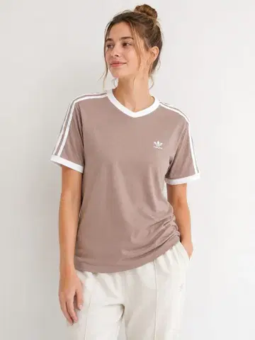 오버 사이즈 adidas originals 쓰리 스트라이프 T셔츠 브라운