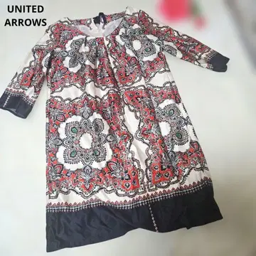 [ 오샤레 UNITED ARROWS ] 빨간색 네이비 스카프 패턴 튜닉