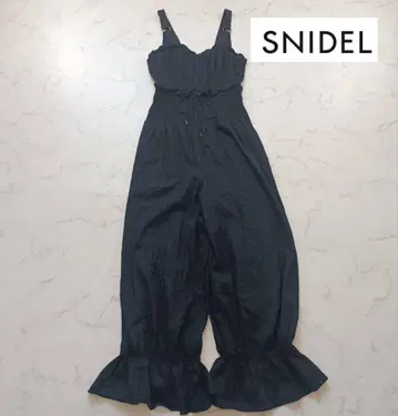 [새상품급] SNIDEL 스나이델 코튼 린넨 콤비 올인원 블랙